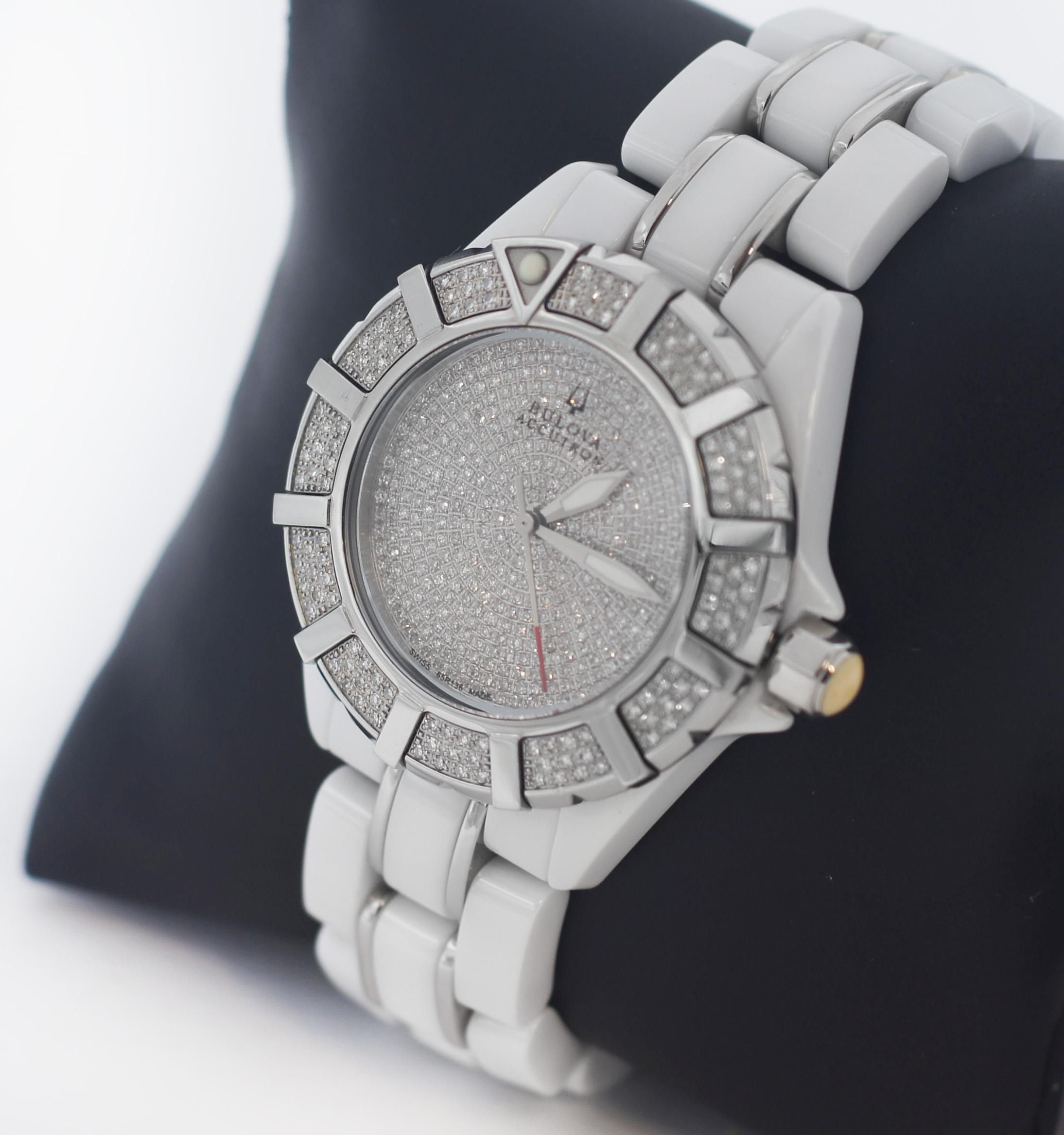 bulova women's white ceramic watch