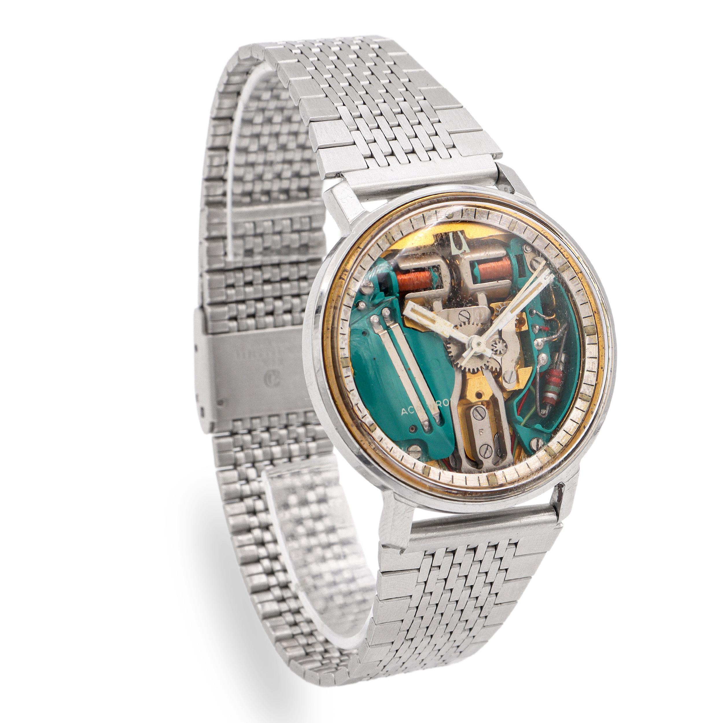 Orologio da uomo Bulova Accutron Spaceview in acciaio inossidabile In condizioni buone in vendita a New York, NY