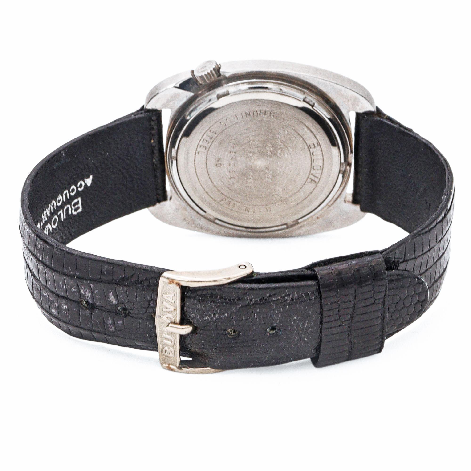 Bulova Accutron Edelstahl Datum Stimmgabel Herrenuhr im Angebot 2