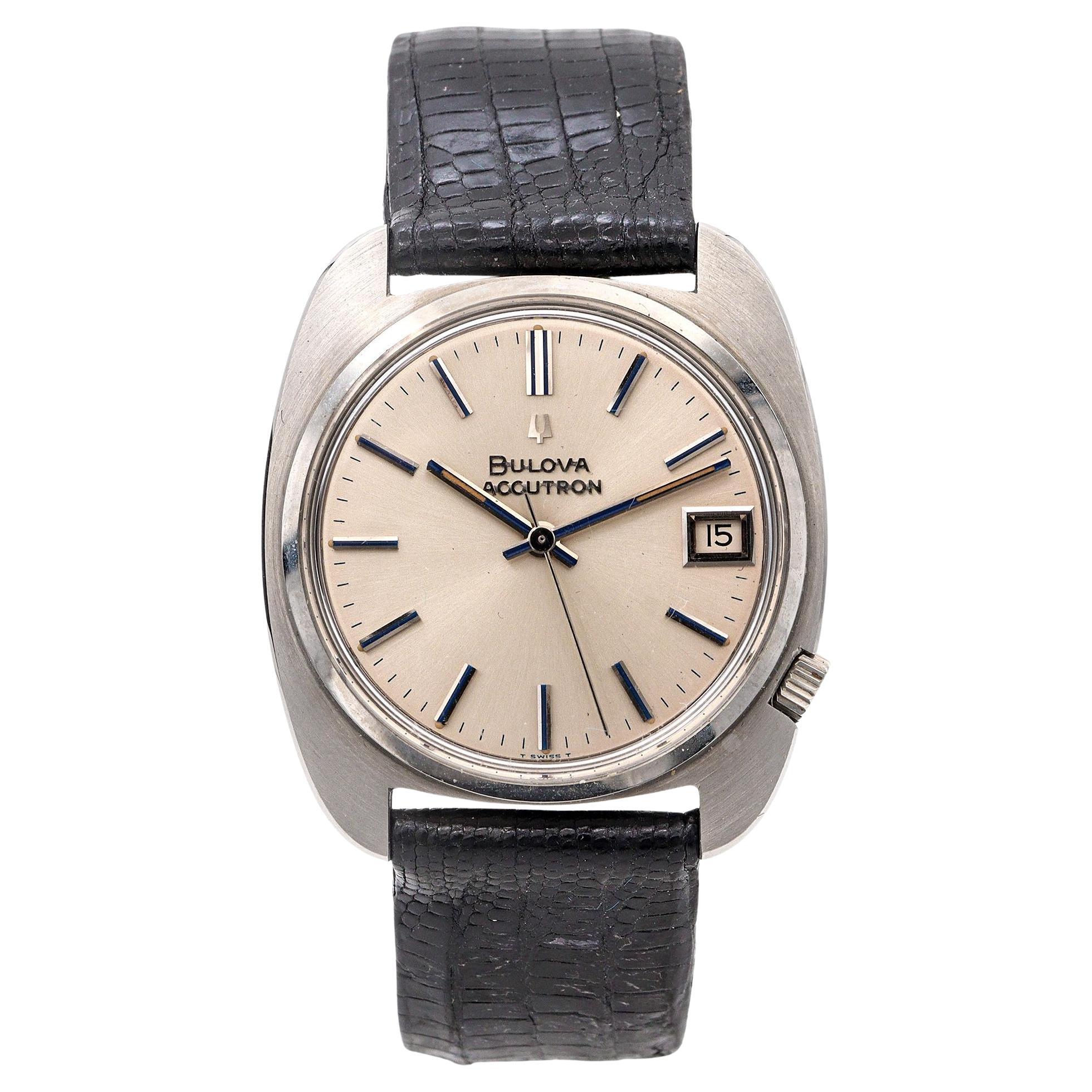 Bulova Accutron Edelstahl Datum Stimmgabel Herrenuhr