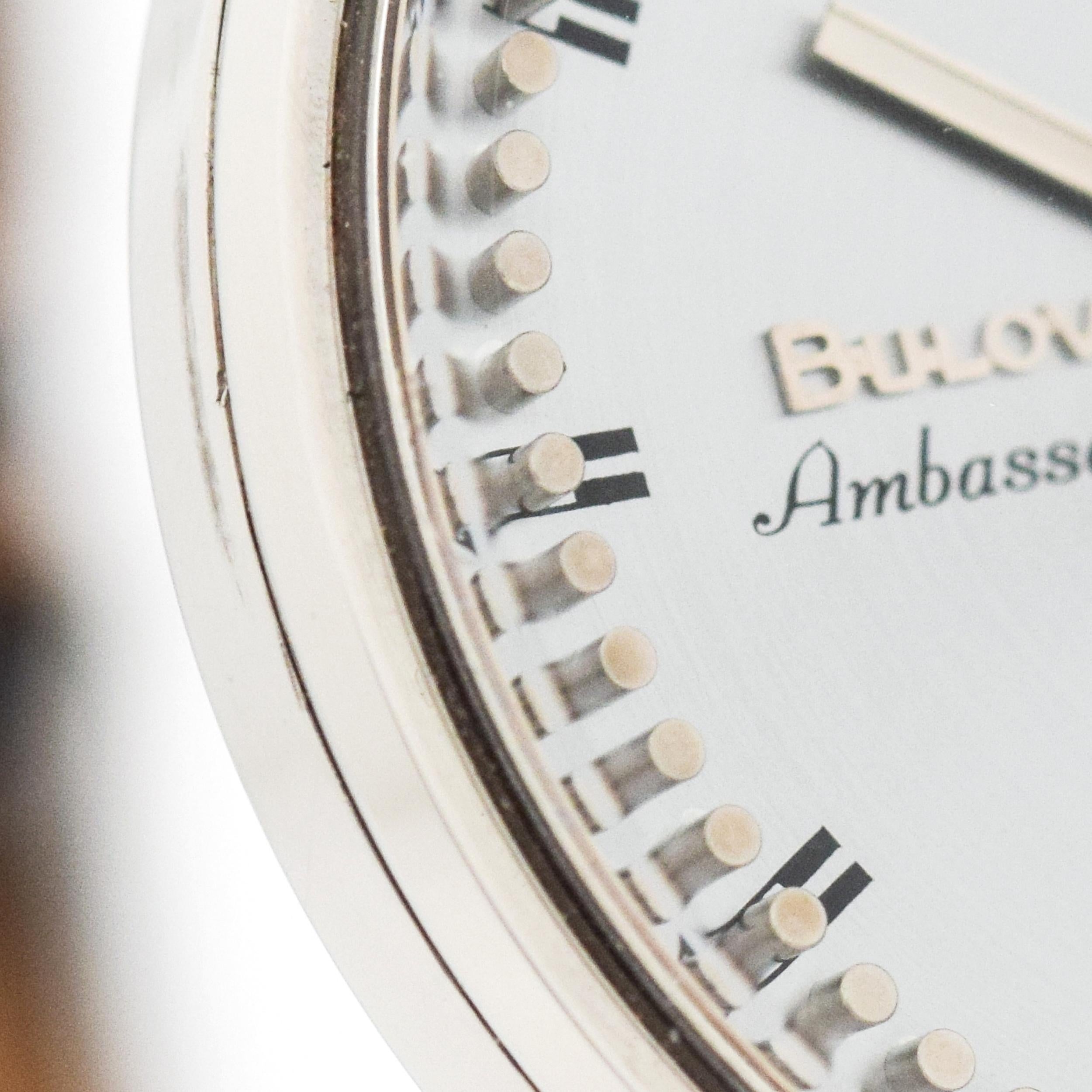 Bulova Ambassador Stainless Steel Watch, 1963 In Excellent Condition In Beverly Hills, CA