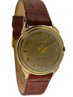 Bulova Yellow Gold Filled Art Deco Original Dial Self winding Wristwatch, 1960s