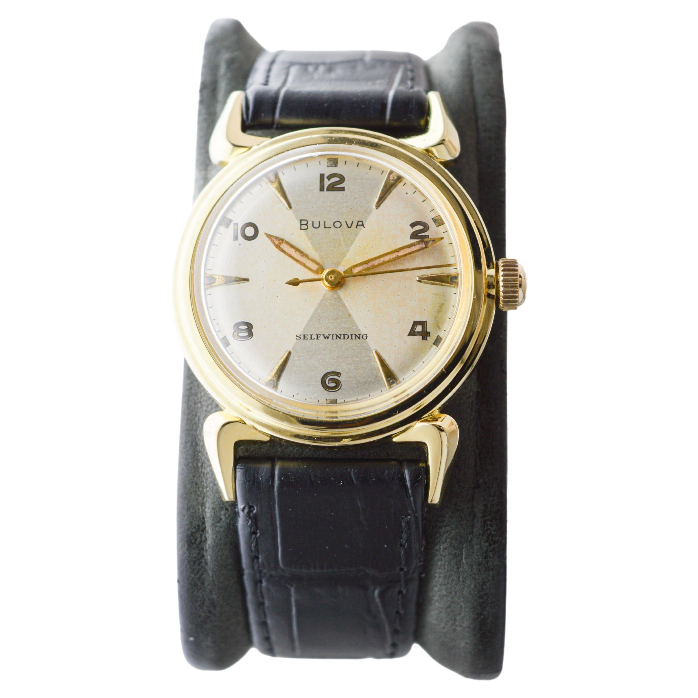 Women's or Men's Bulova Art Deco Gold Filled Automatic Watch with Original Dial 
