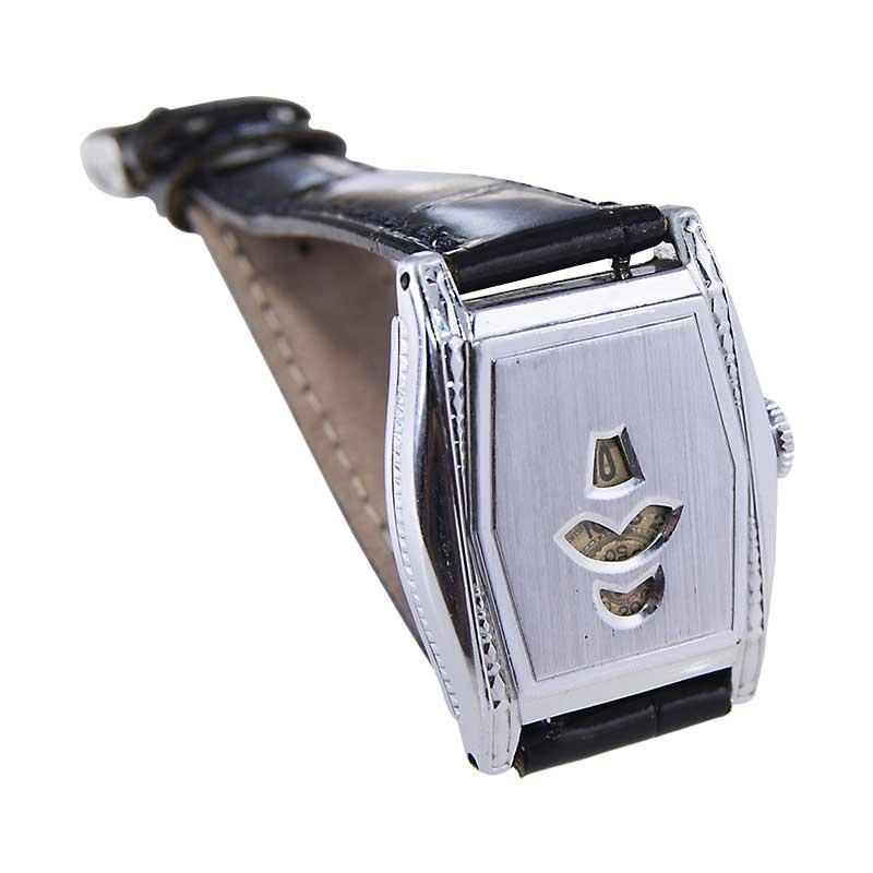 Bulova Chromium Art Deco Direct Read Digital Watch from 1930's In Excellent Condition In Long Beach, CA