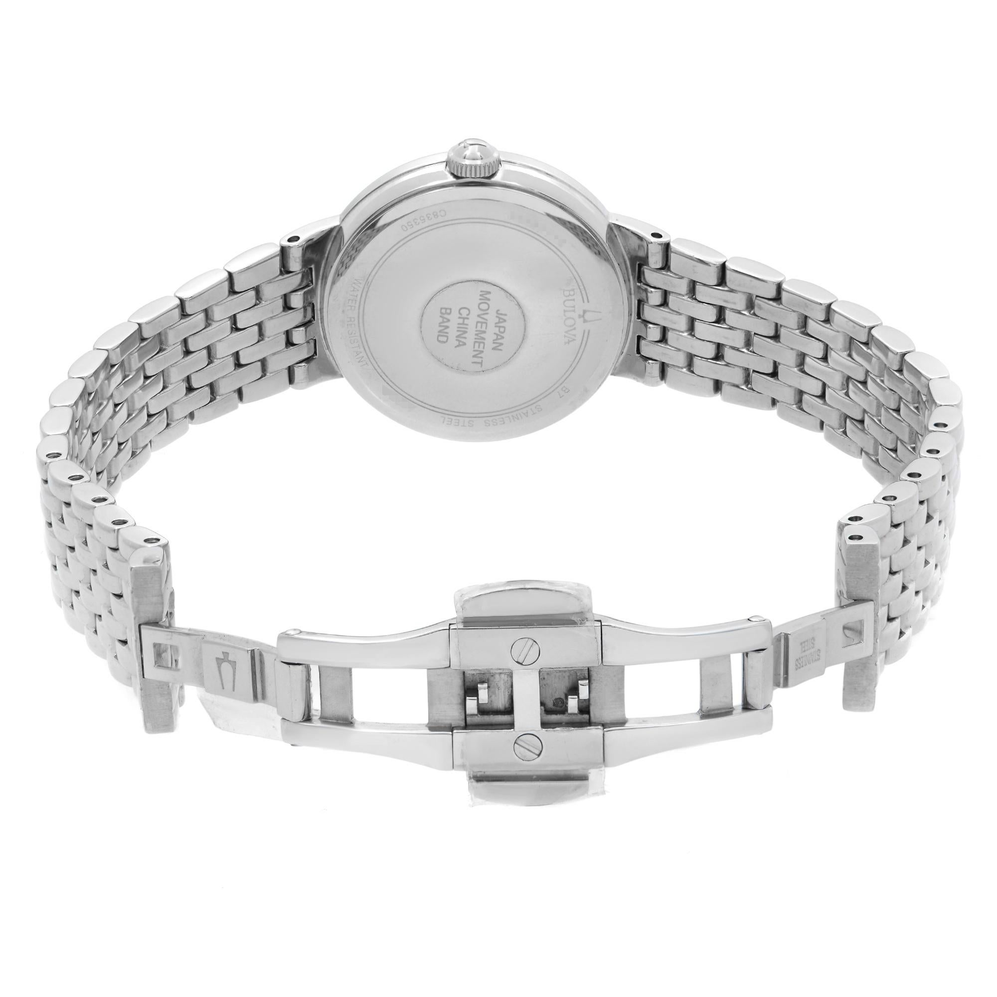 bulova classic diamond stainless steel ladies quartz watch