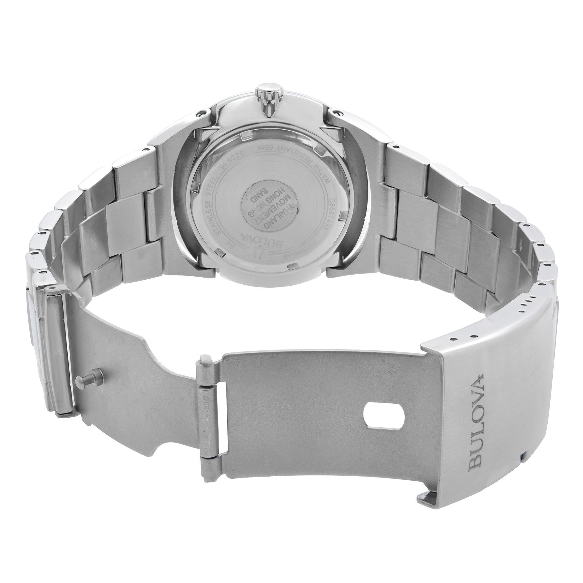 Classic Edelstahl-Herrenuhr 96B220 mit blauem Zifferblatt und Quarz 96B220 1