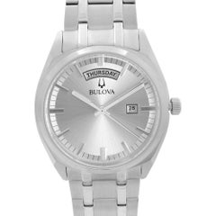 Bulova Classic Day-Date Stainless Steel Silver Dial Quartz Mens Watch 96C127