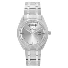 Bulova Classic Day-Date Stainless Steel Silver Dial Quartz Mens Watch 96C127