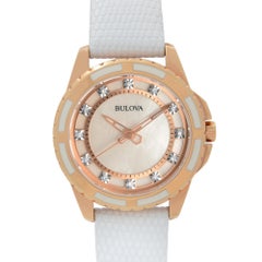 Bulova Classic Rose Gold Steel MOP Diamond Dial Quartz Ladies Watch 98P119