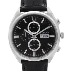 Bulova Classic Steel Chronograph Black Dial Quartz Mens Watch 96C133
