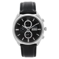 Bulova Classic Steel Chronograph Black Dial Quartz Mens Watch 96C133