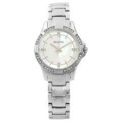 Bulova Crystals Accents Stainless Steel MOP Dial Quartz Womens Watch 96L191