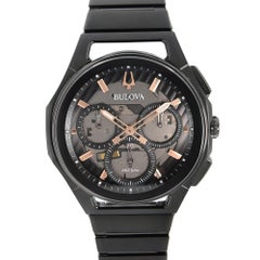 Bulova Curv Collection Steel 44mm Chronograph Brown Dial Men Quartz Watch 98A207