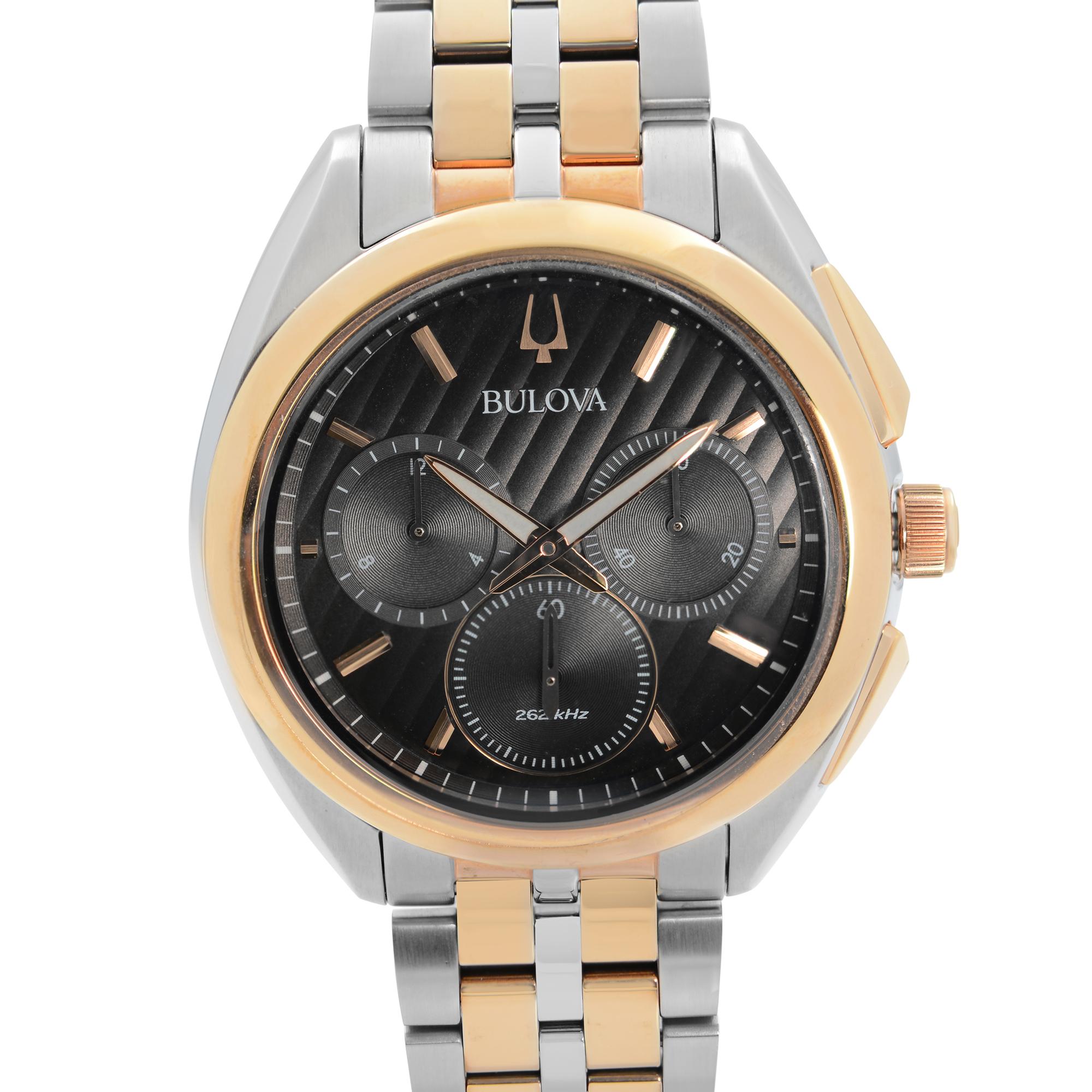 Excellent Condition. The Watch Only Has Hairline Scratches on Gold-Tone Parts Due To Store Handling. This Beautiful Timepiece Features: Two-Tone Stainless Steel Case and Bracelet, Fixed Stainless Steel Bezel, Black Dial with Luminous Gold-Tone