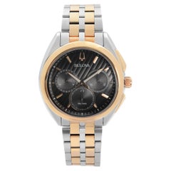 Bulova Montre pour homme Curv en acier bicolore avec chronographe et cadran noir et quartz 98A160