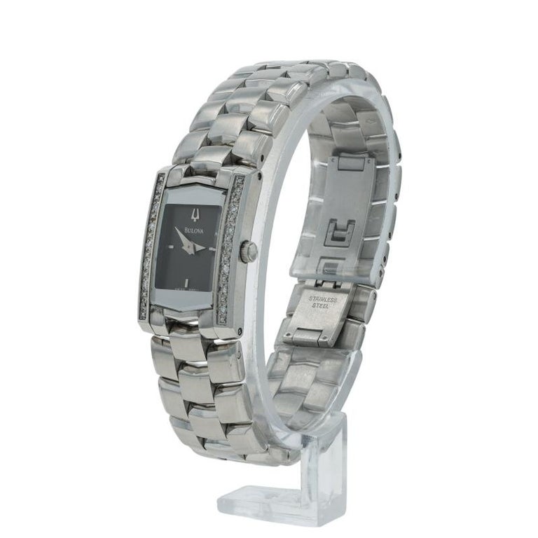 Bulova Diamond Ladies Watch - Stainless Steel Quartz 96L38 New Bulova Black Dial Stainless Steel Women main image 3