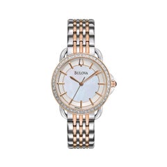 Bulova Diamond MOP Sticks Dial Two-Tone Steel Quartz Ladies Watch 98R144
