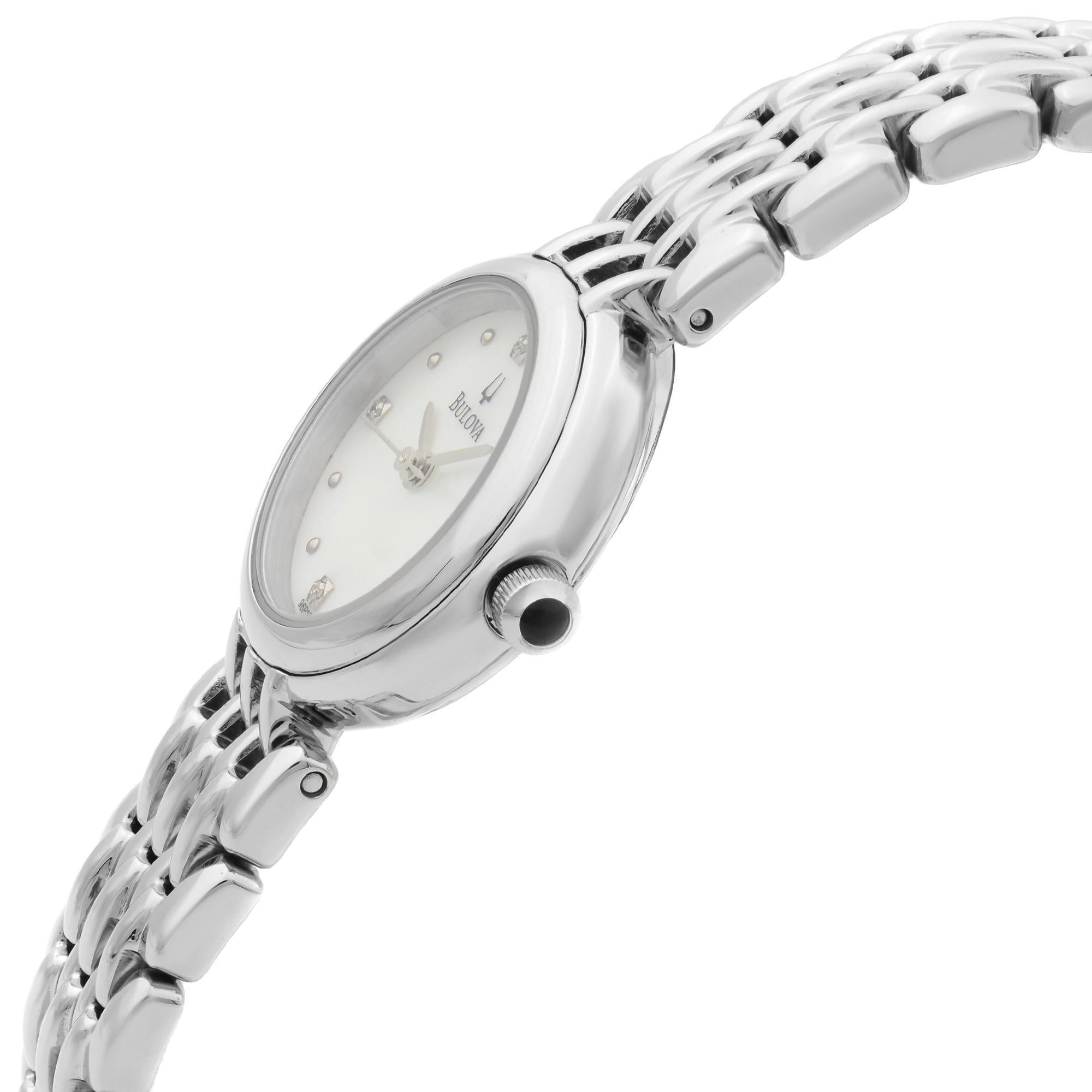 bulova classic diamond stainless steel ladies quartz watch
