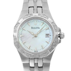 Bulova Diamant Edelstahl Perlmutt Zifferblatt Quarz Damenuhr 96R126