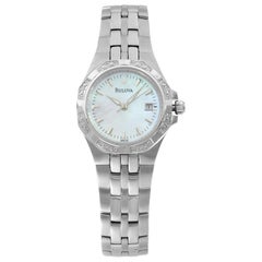 Bulova Diamond Stainless Steel Mother of Pearl Dial Quartz Ladies Watch 96R126