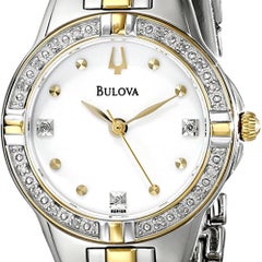 Bulova Diamond Stainless Steel Silver Dial Quartz Ladies Watch 98R166