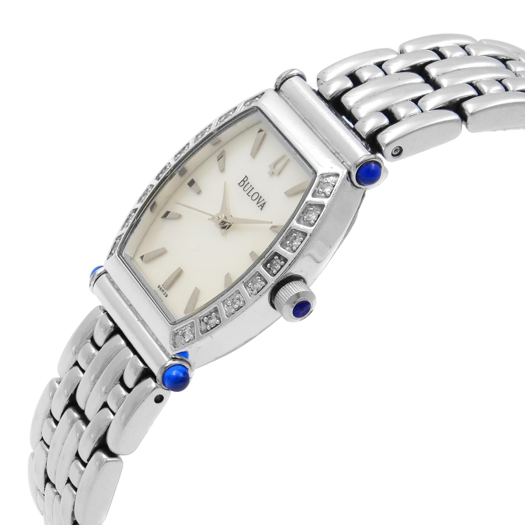 bulova ladies' classic diamond dial quartz stainless steel watch