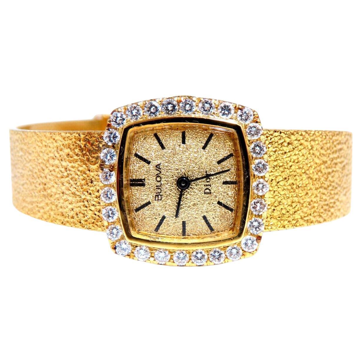 Bulova Dior Vintage Ladies 14 Karat Watch Diamond Dial For Sale