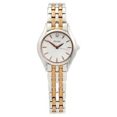 Bulova Essentials Silver Sticks Dial Two Tone Steel Quartz Ladies Watch 98L143