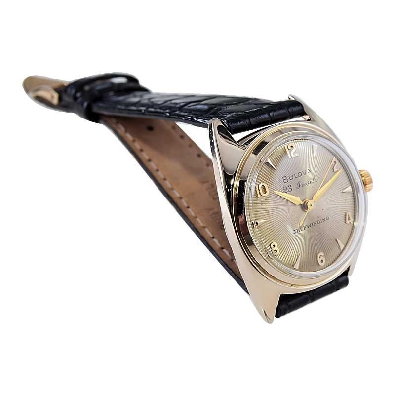 Bulova Gold Filled Art Deco Automatic with Original Dial from 1954 For Sale 2