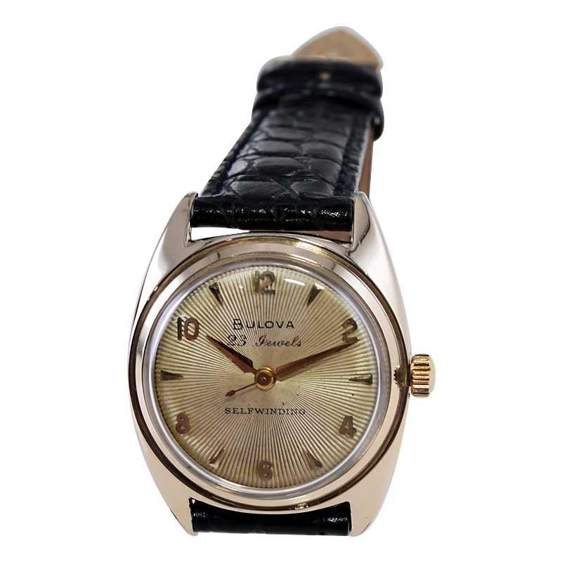 Bulova Gold Filled Art Deco Automatic with Original Dial from 1954 For Sale 3