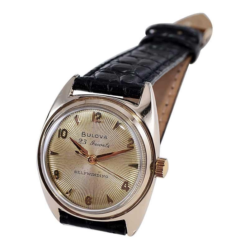 Bulova Gold Filled Art Deco Automatic with Original Dial from 1954 For Sale 5