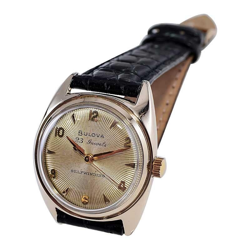 Bulova Montre Art déco automatique remplie d'or avec cadran d'origine de 1954 en vente 9