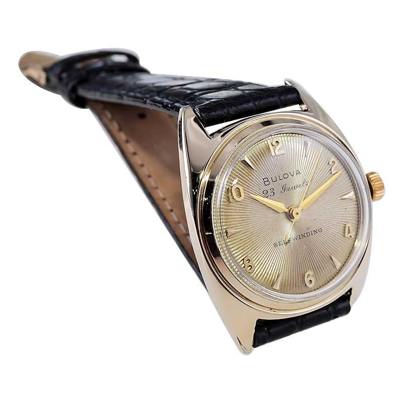 Bulova Montre Art déco automatique remplie d'or avec cadran d'origine de 1954 en vente 4