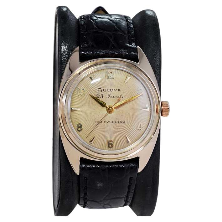 Bulova Gold Filled Art Deco Automatic with Original Dial from 1954 For Sale