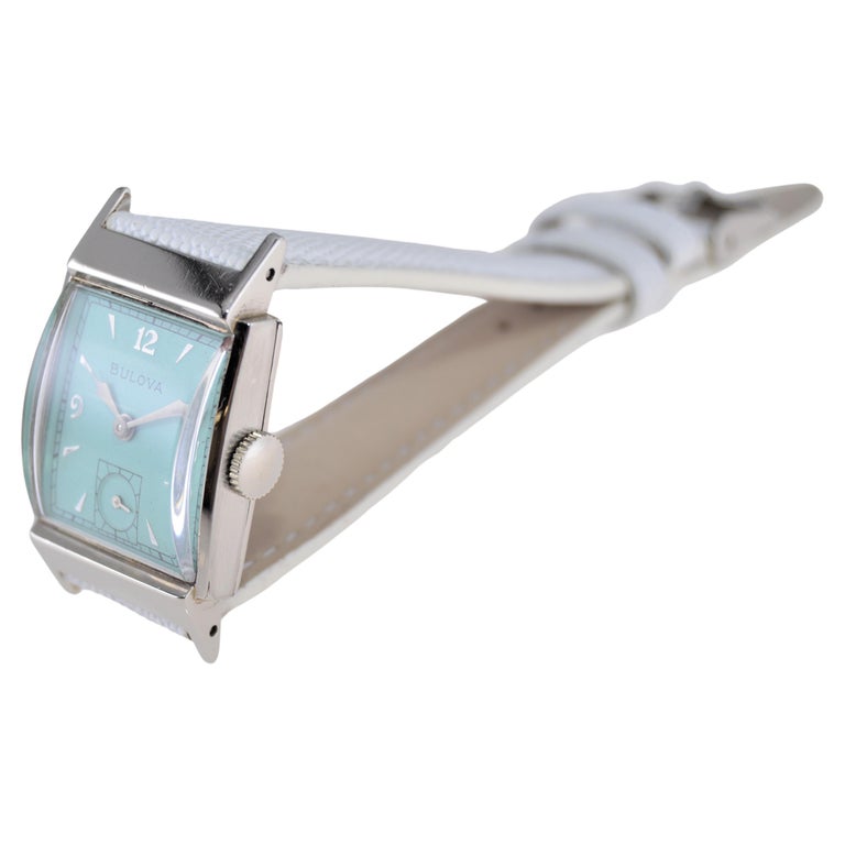 Welbros Yellow Gold Filled Art Deco Tank Watch with Tiffany Blue Dial from  1940' For Sale at 1stDibs