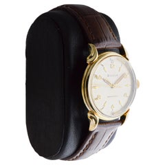 Orologio Bulova in oro Art Deco con quadrante originale di fabbrica degli anni '50