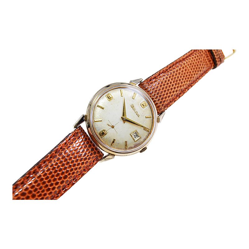 Bulova Gold Filled Art Deco Watch with Original Dial and Calendar Circa 1950's For Sale 3