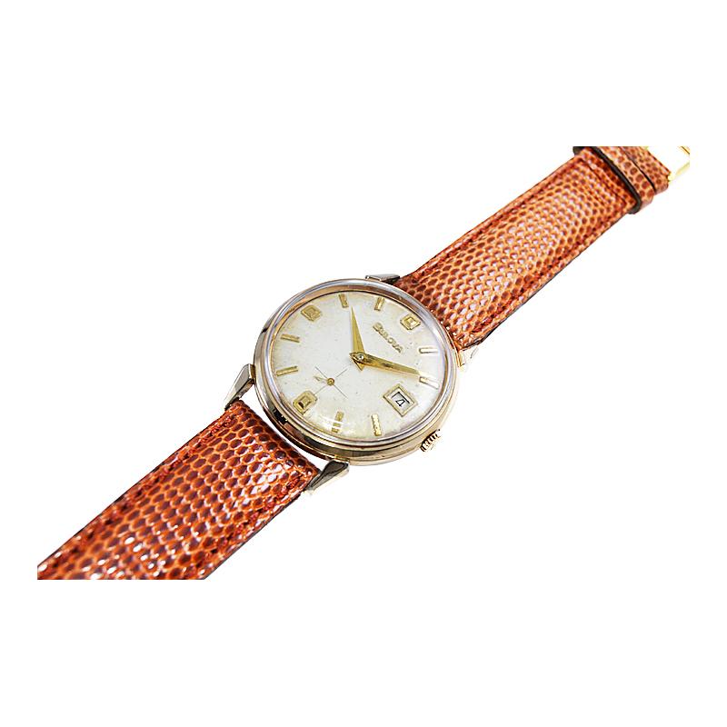 Bulova Gold Filled Art Deco Watch with Original Dial and Calendar Circa 1950's 4