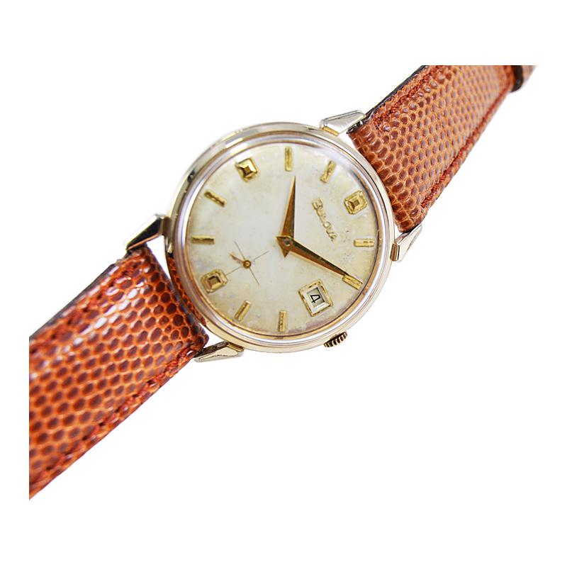Bulova Gold Filled Art Deco Watch with Original Dial and Calendar Circa 1950's 5