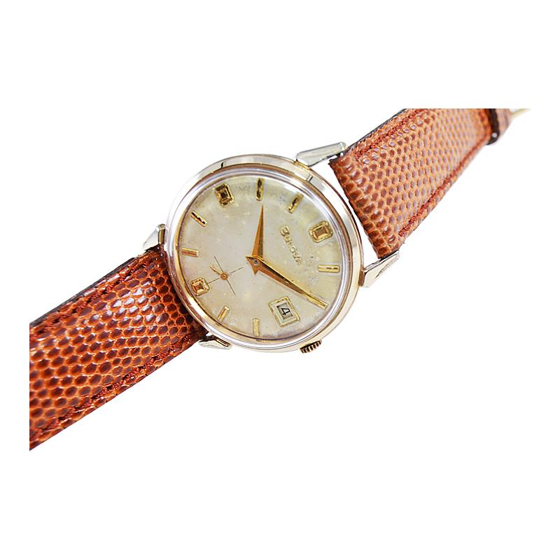 Bulova Gold Filled Art Deco Watch with Original Dial and Calendar Circa 1950's 6