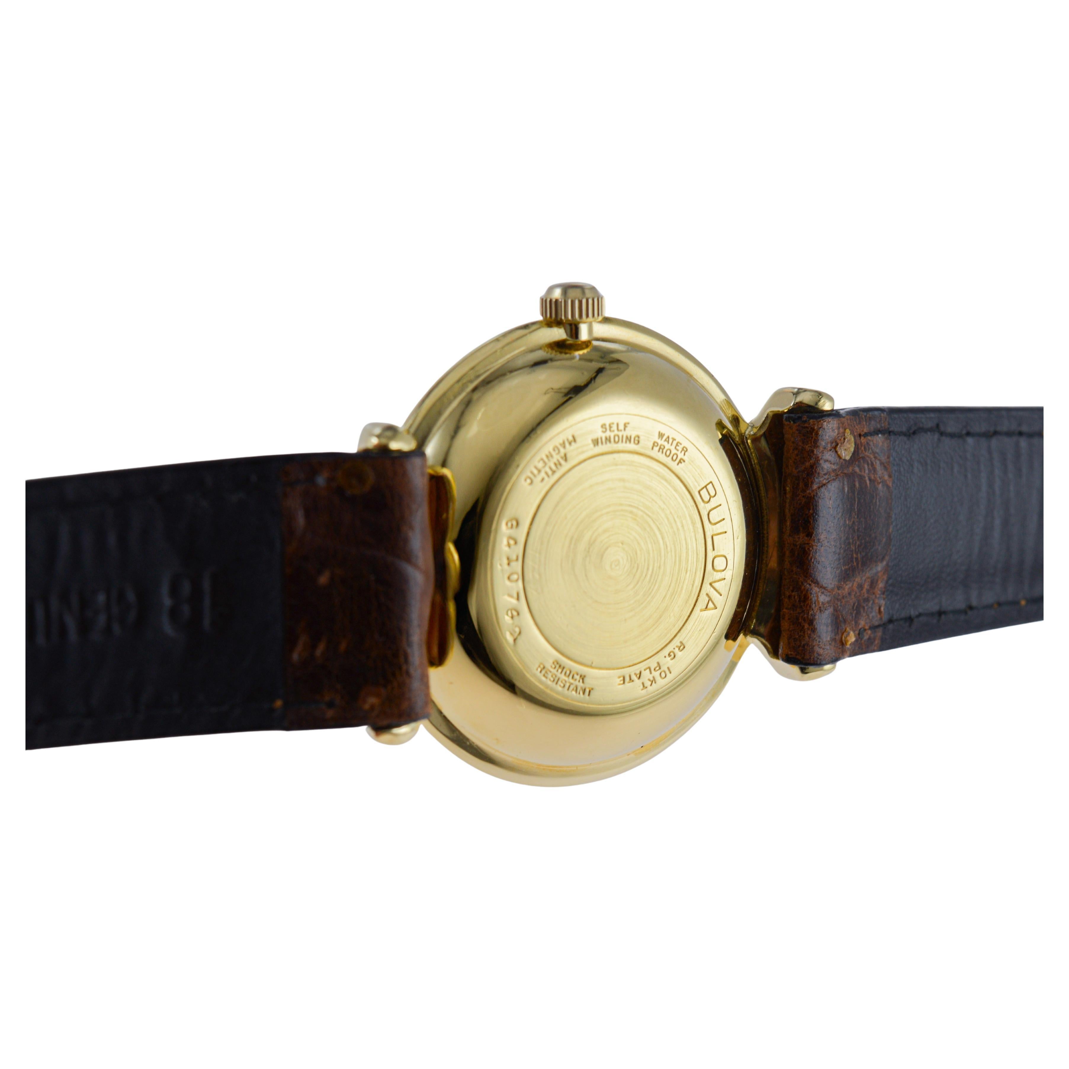 Bulova Gold Filled Mid-Century Modern Automatic from 1960's with Unique Dial For Sale 6