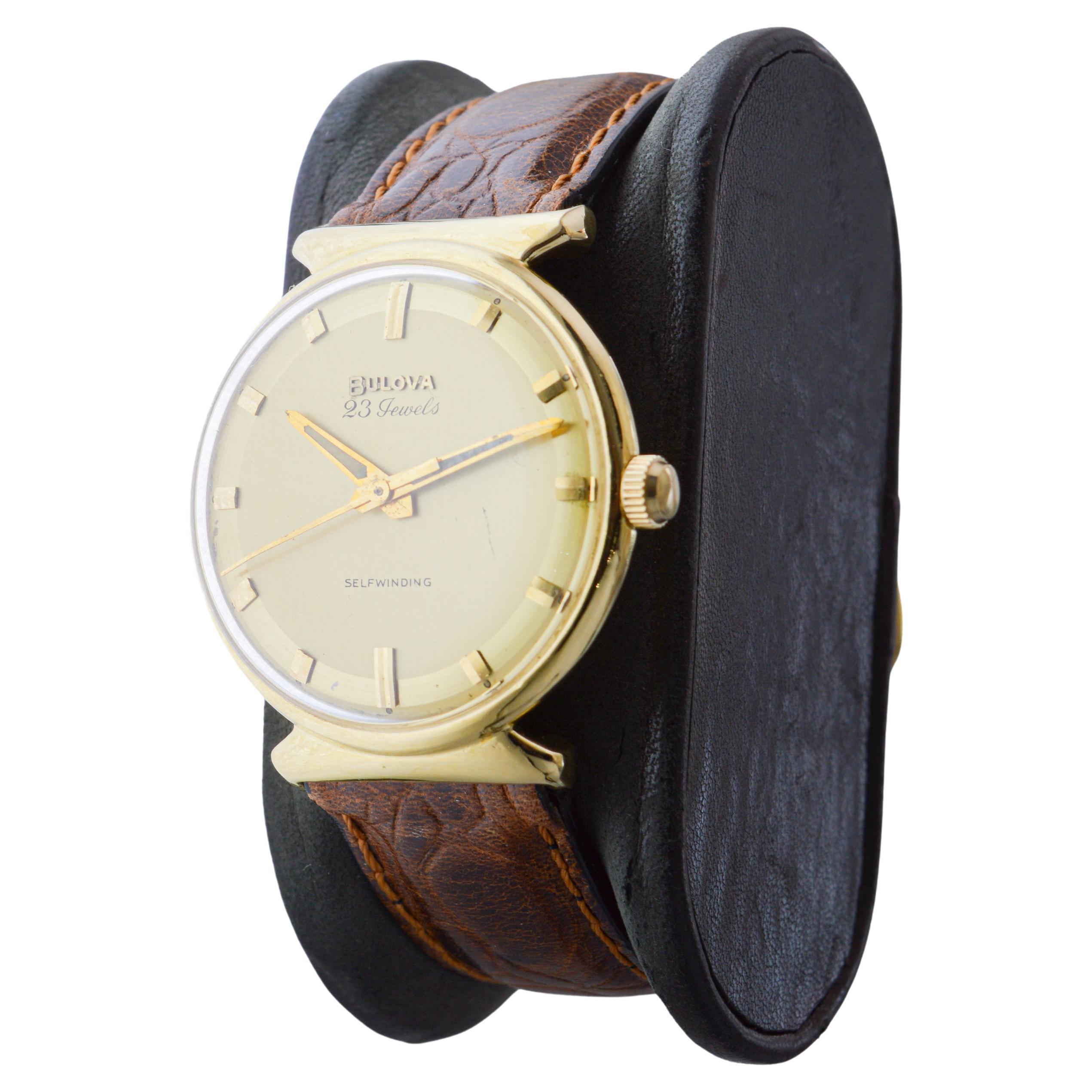 Bulova Gold Filled Mid-Century Modern Automatic from 1960's with Unique Dial For Sale 1