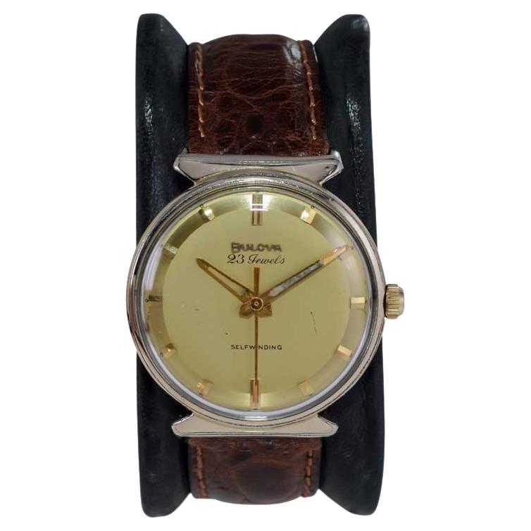 Bulova Gold Filled Mid-Century Modern Automatic from 1960's with Unique Dial For Sale