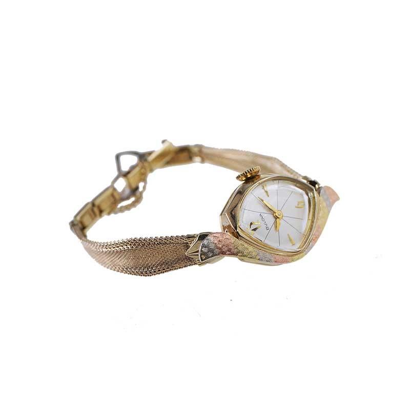 Women's or Men's Bulova Gold Filled Multi Color 1960's Ladies Watch with Original Bracelet For Sale