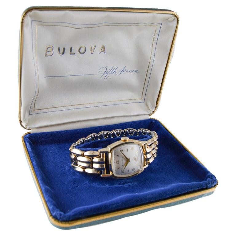 Bulova Gold Filled Watch with Original Box and Bracelet 1940's For Sale 3