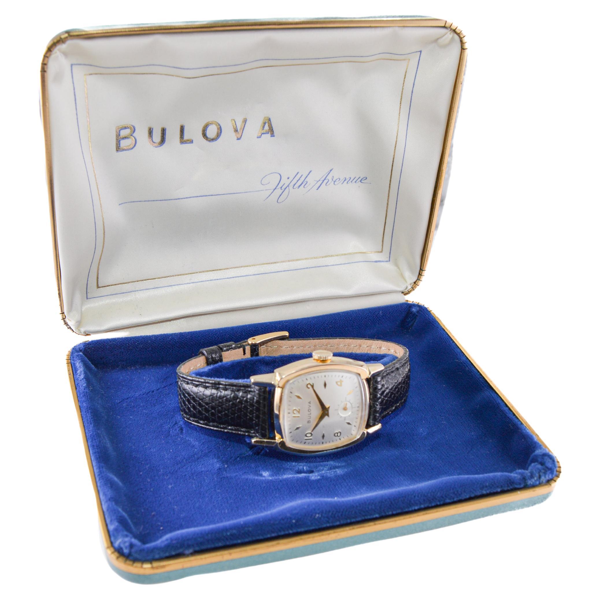 Bulova Gold Filled Watch with Original Box and Bracelet 1940's For Sale