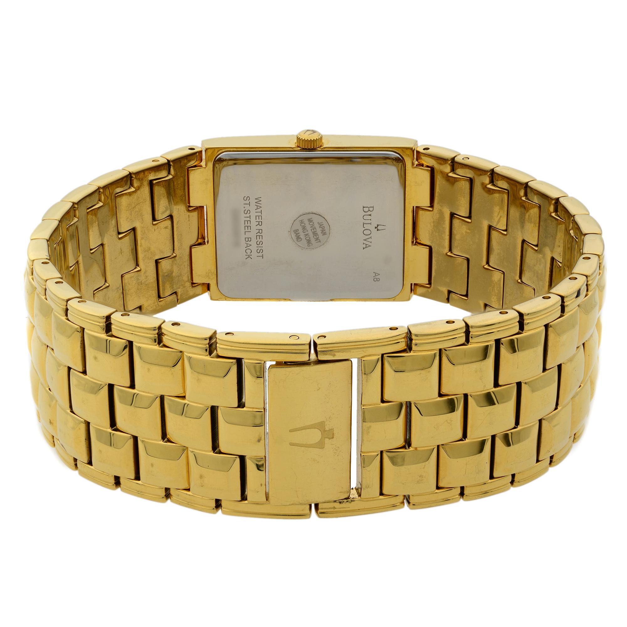 square gold bulova watch