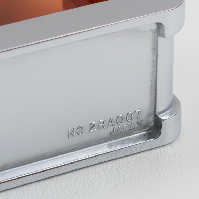 Bulova Japan Wind Up Alarm Table Clock Copper Lucite Chrome at 1stDibs