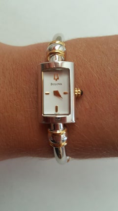 Bulova Ladies Bangle Watch, Model 98V09, Like New, Stainless Steel