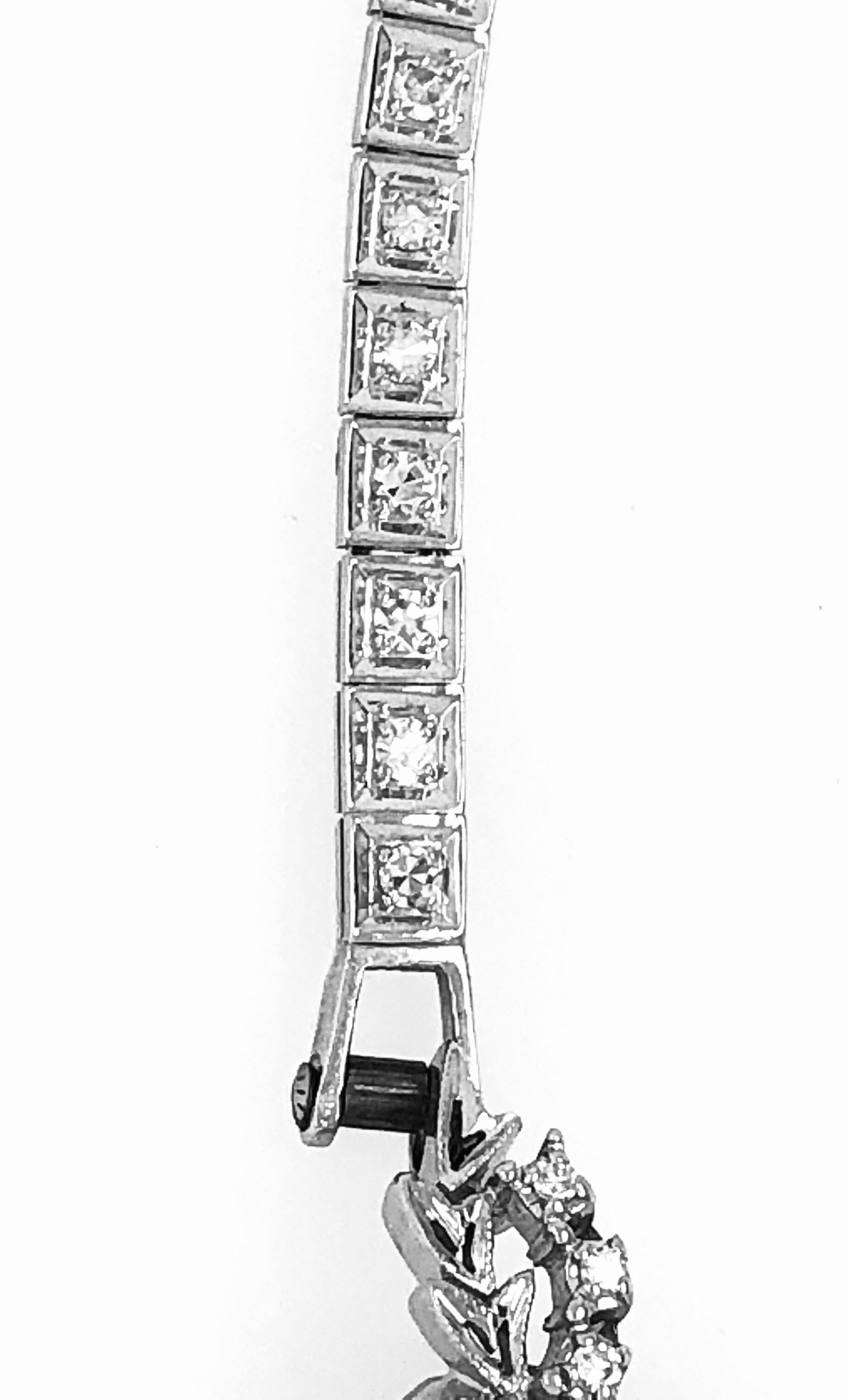 Bulova Ladies Wristwatch Art Deco Style with Diamonds For Sale 4